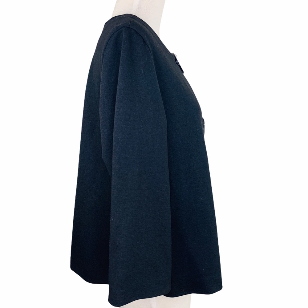 COLDWATER CREEK Vintage Swing Smock Blazer Top Black Carved Wood Buttons Size S - Picture 6 of 11